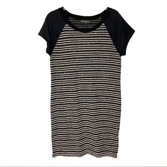 NWT Sanctuary Wms L Black Gold Metallic Stripe Knit Dress Zipper Accents - Picture 10 of 10